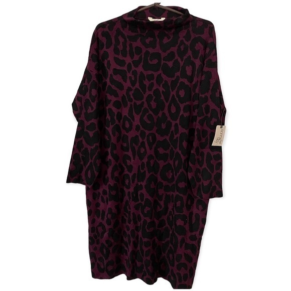 Time And Tru Dress Women’s  1X 16W-18W Mock Neck Jacquard Long Sleeve New - Picture 1 of 9